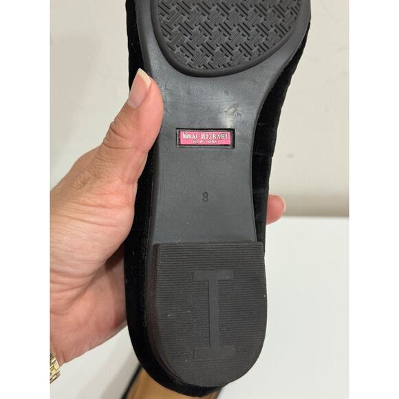 NWOT Isaac Mizrahi Suede Square Toe Bow Slip On Ballet Flats Black Women's US 8 - Picture 5 of 6